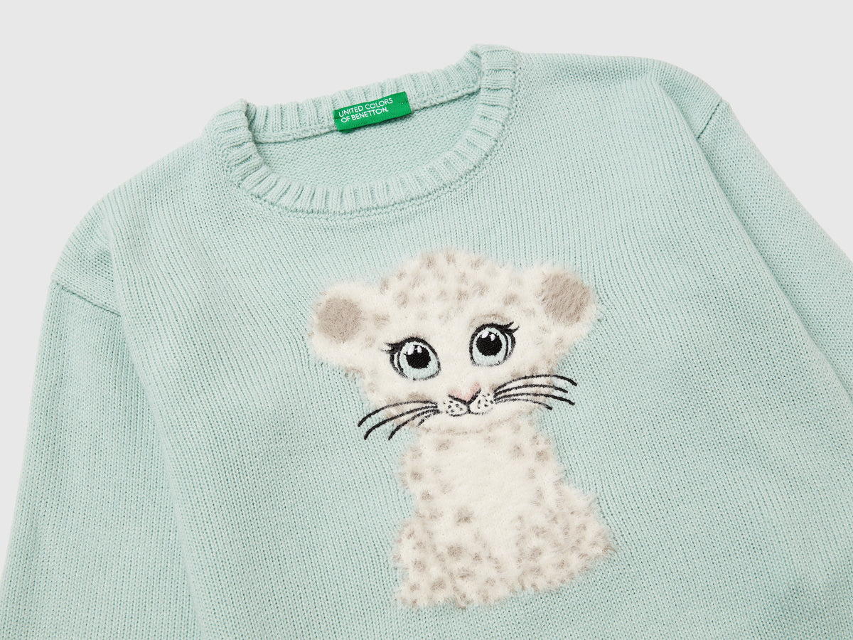 Maglione con intarsio peloso