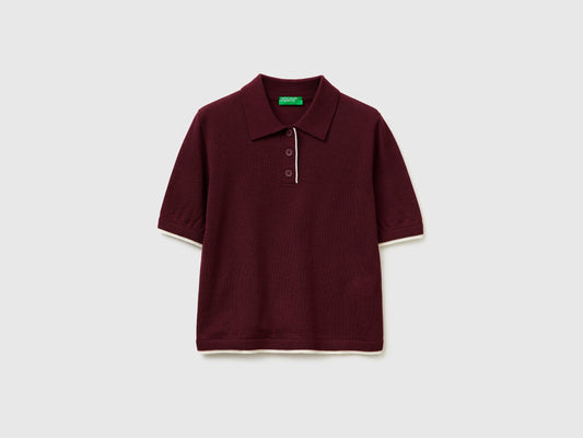 Maglia a polo 100% lana Merino