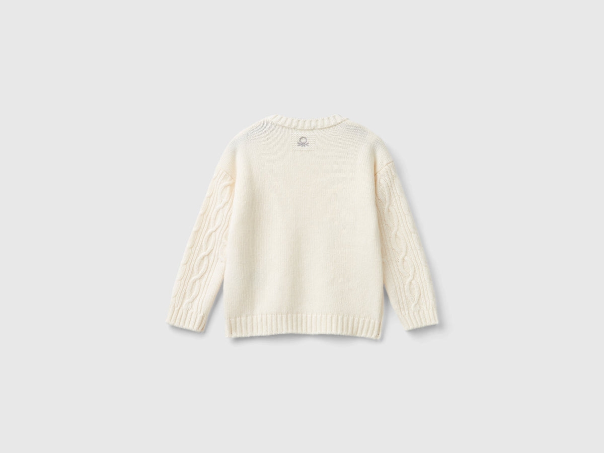 Maglia con trecce in misto lana