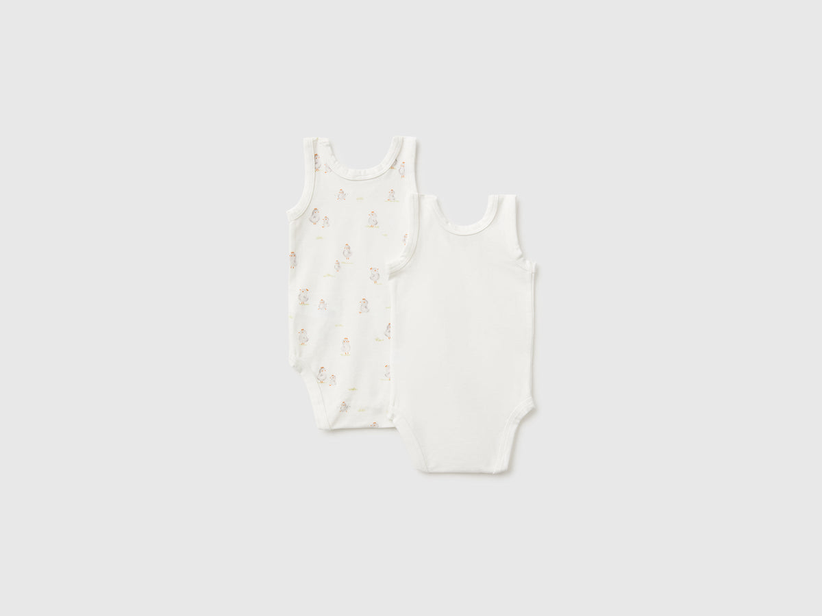 Due body smanicati in cotone stretch