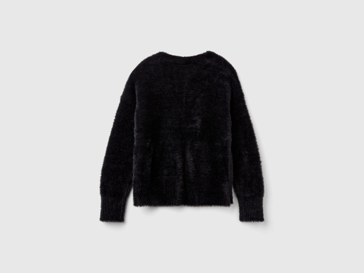 Cardigan in filato peloso