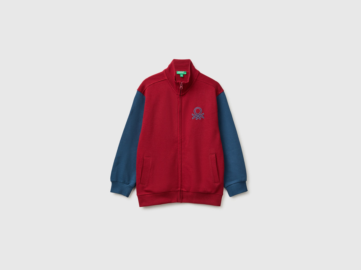 Felpa con zip 100% cotone