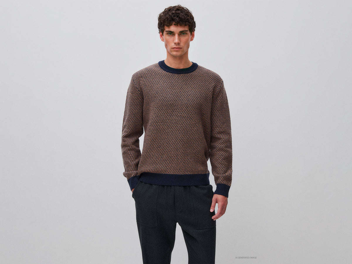 Maglia jacquard in misto lana e cotone