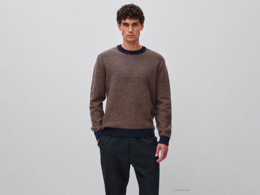 Maglia jacquard in misto lana e cotone