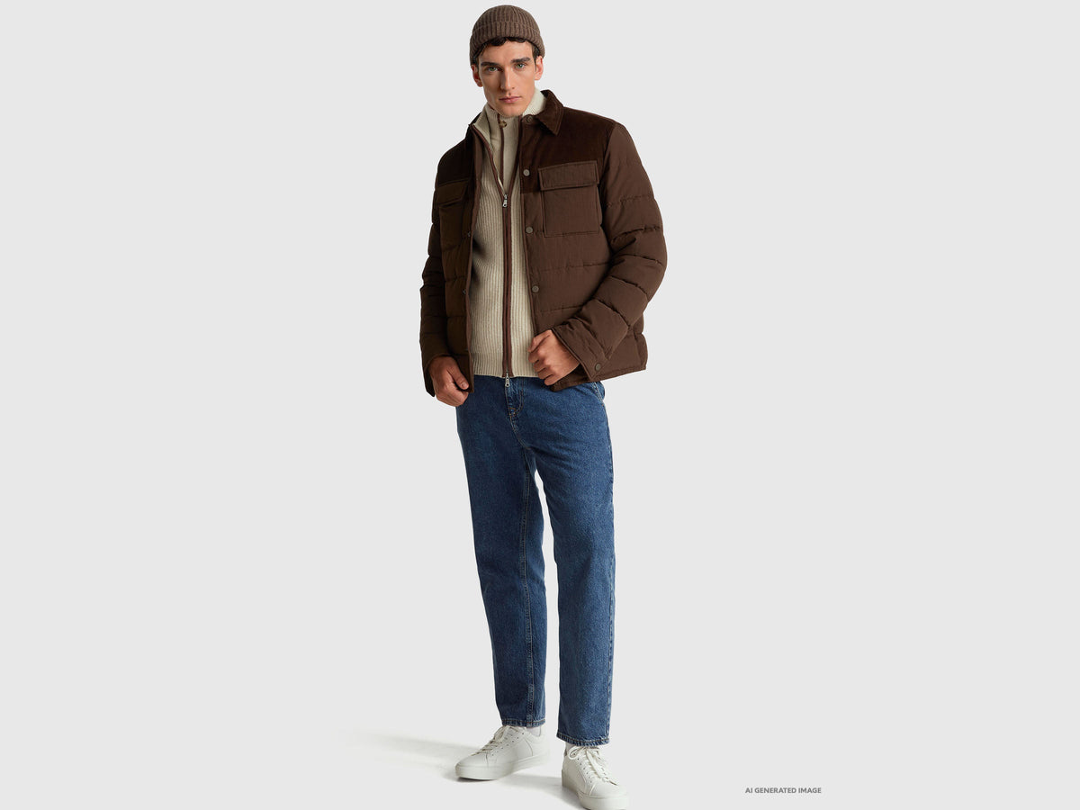 Giubbino in velluto e nylon