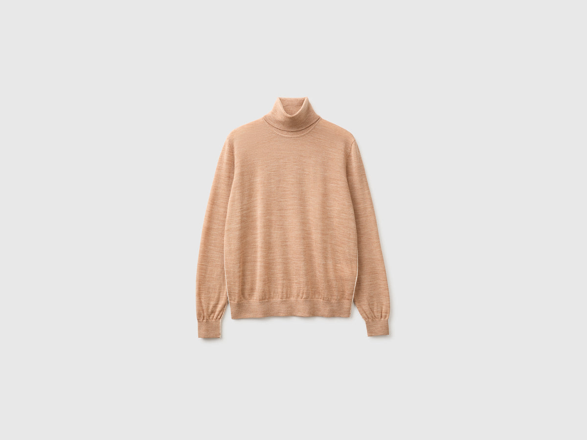Maglia collo alto in pura lana Merino