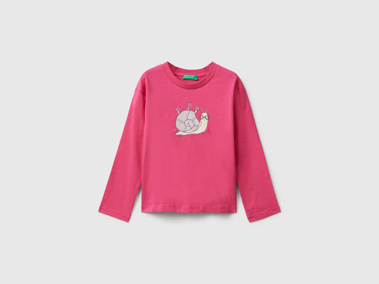 Maglietta in cotone con stampa glitter