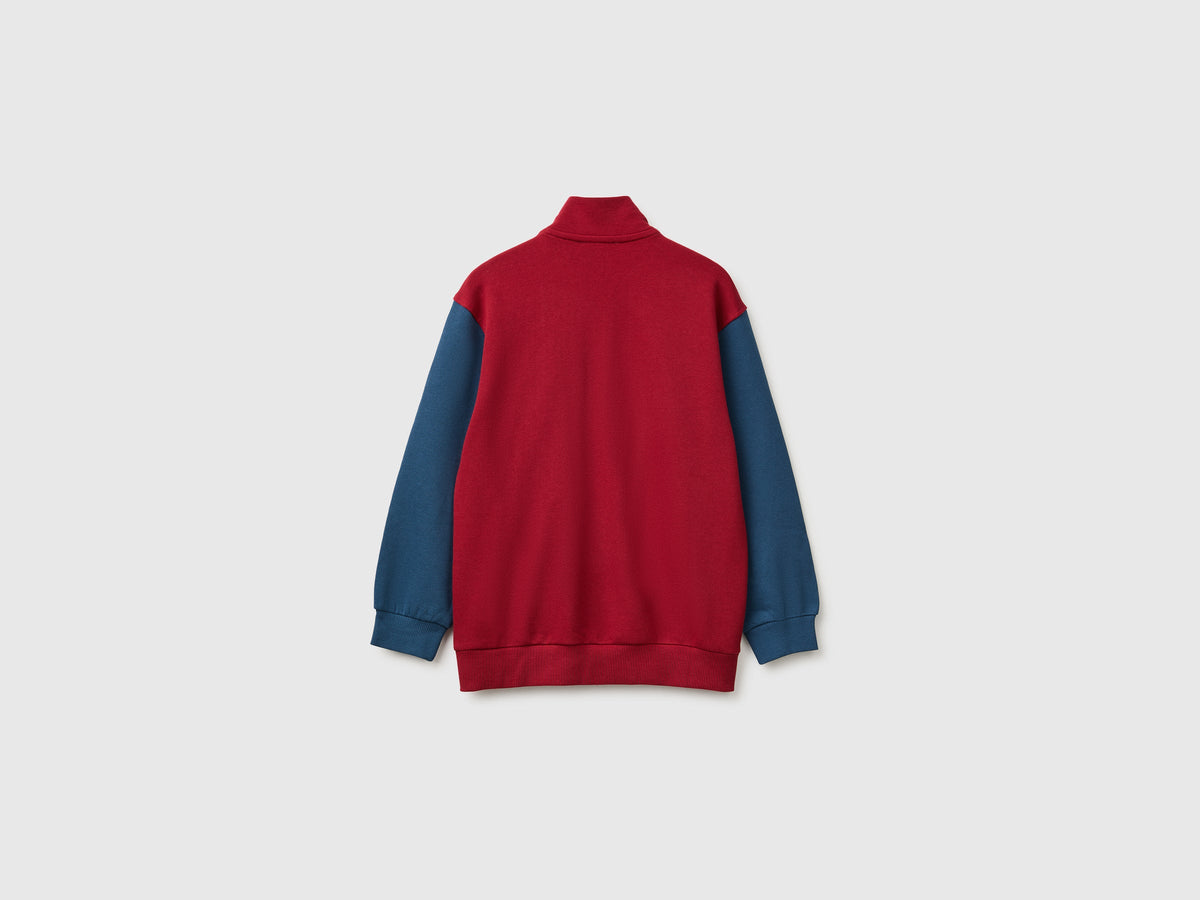 Felpa con zip 100% cotone