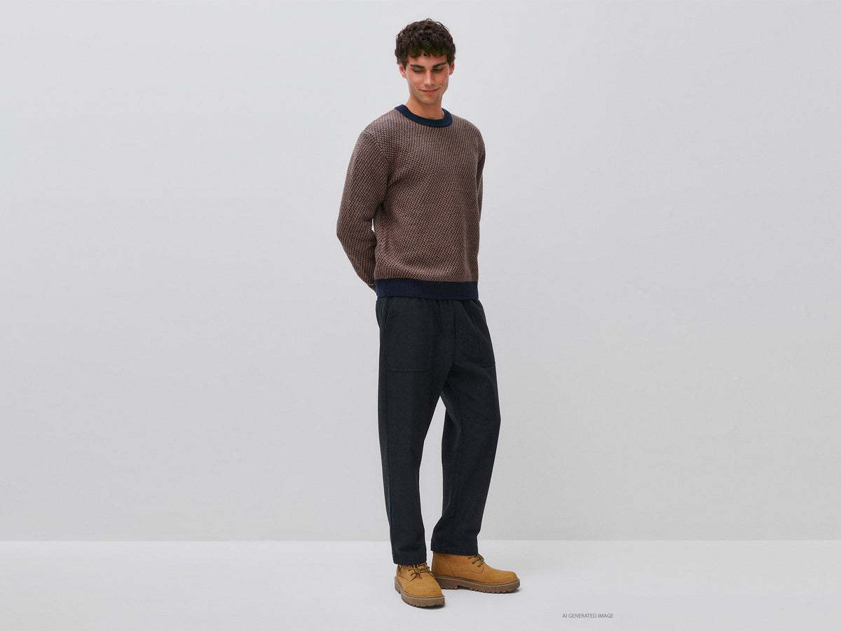 Maglia jacquard in misto lana e cotone