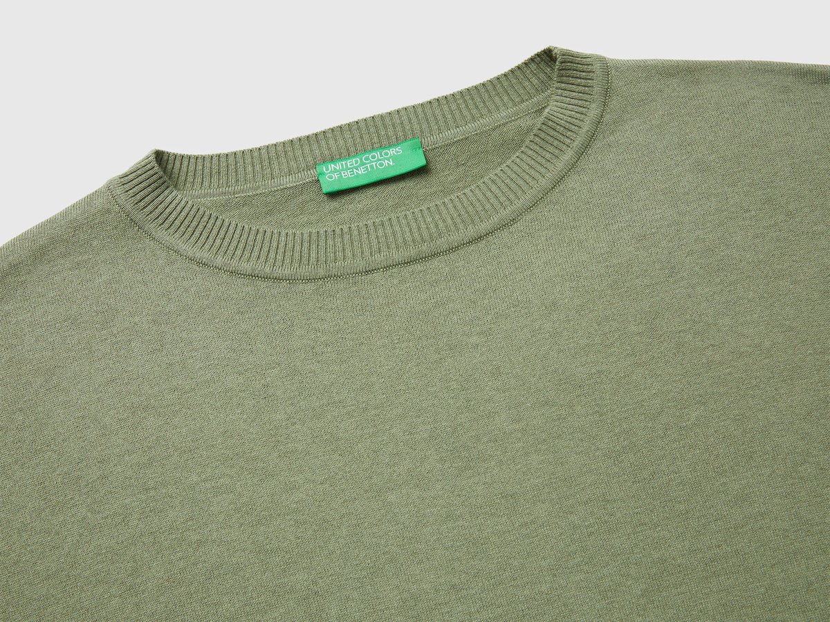 Maglia girocollo in cotone e lana