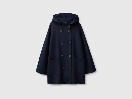 Cappotto doppiopetto con cappuccio