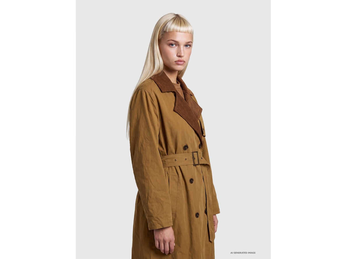 Trench con dettagli in velluto a coste