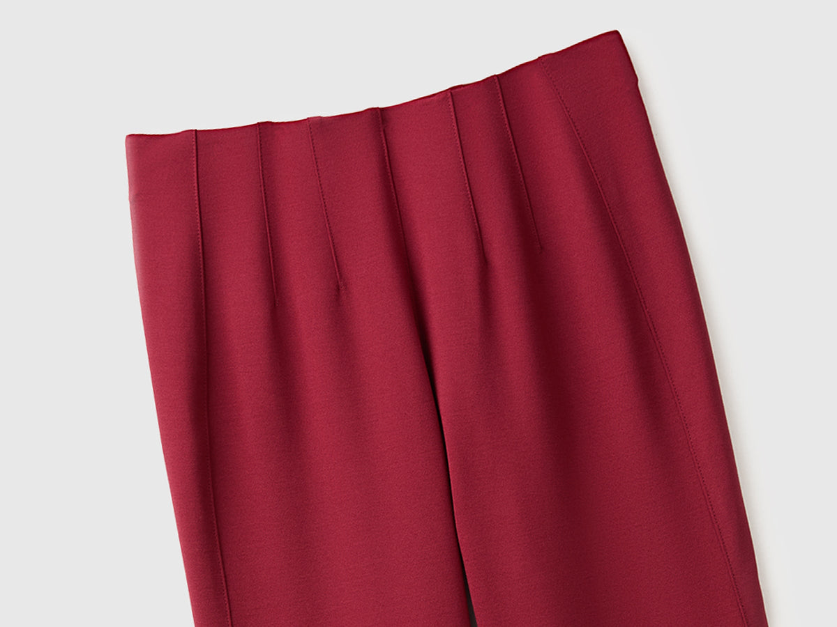 Pantaloni eleganti a trombetta in misto viscosa stretch