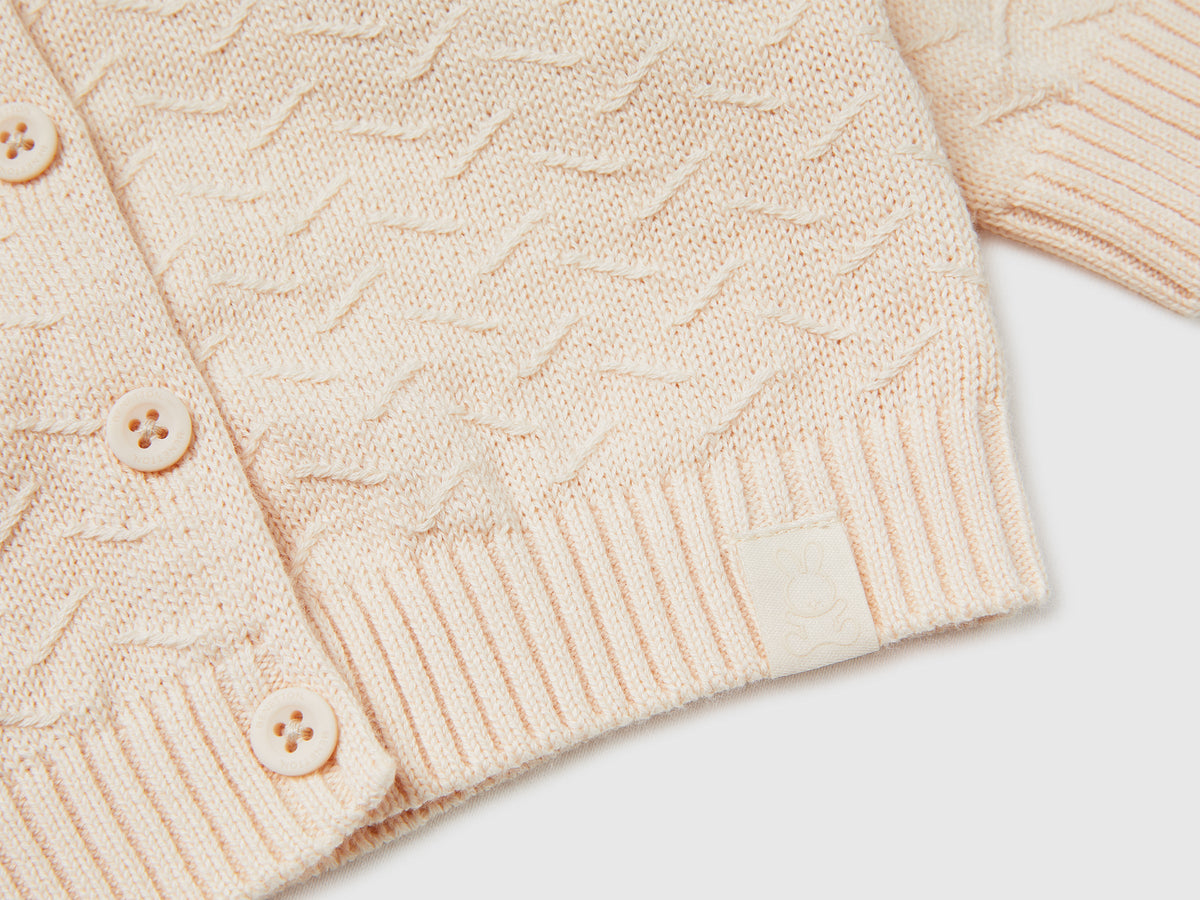 Cardigan girocollo in cotone bio