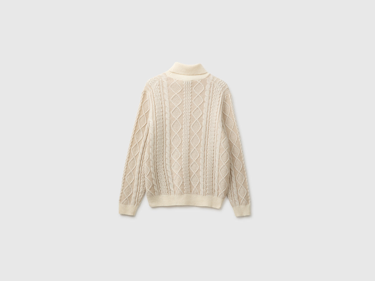 Maglia collo alto lavorata in misto lana