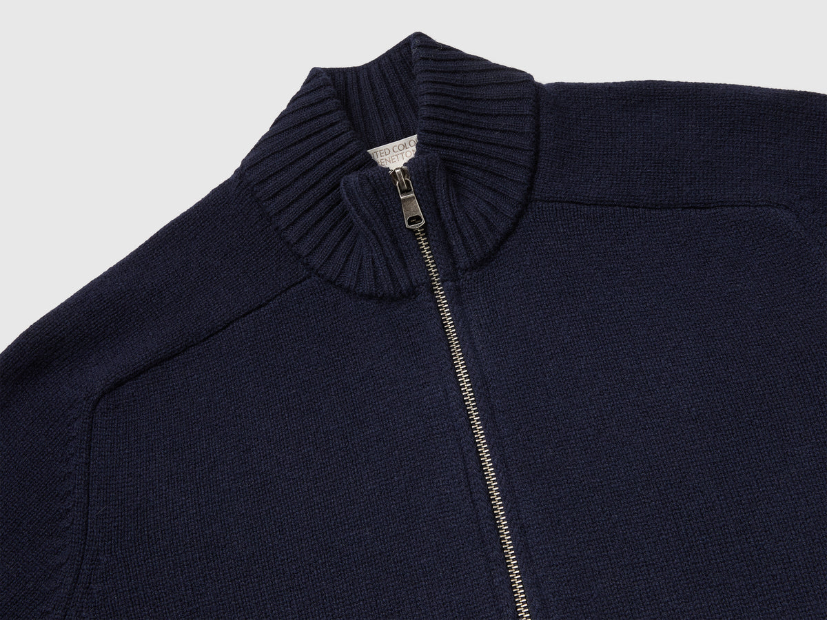 Cardigan con zip 100% lana Merino