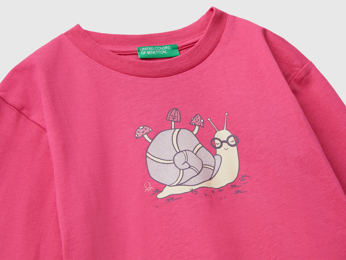 Maglietta in cotone con stampa glitter