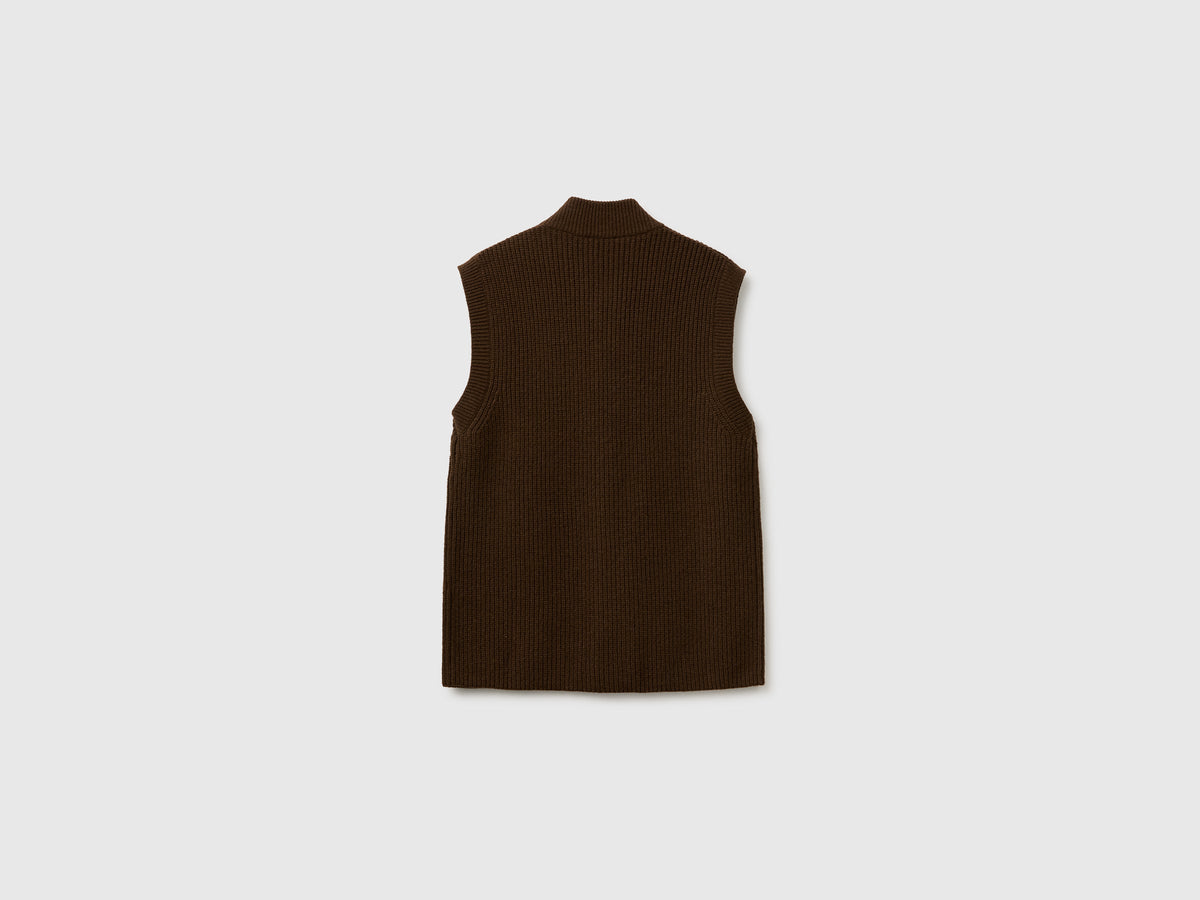 Gilet con bottoni in misto lana
