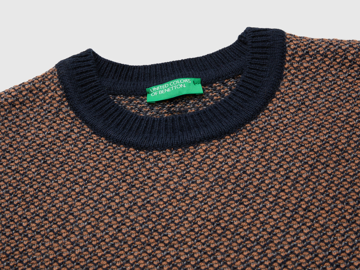 Maglia jacquard in misto lana e cotone