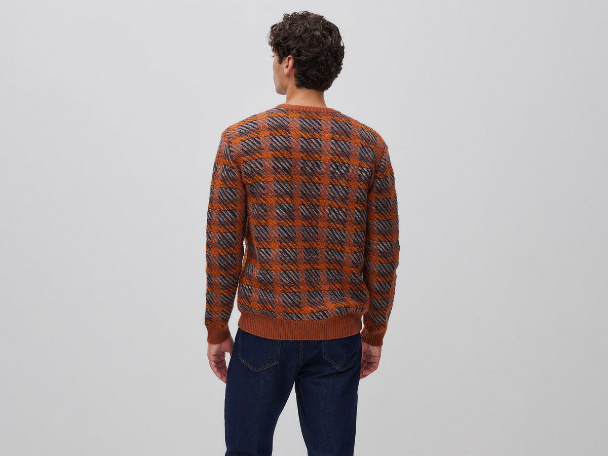 Maglia tartan in misto cotone e lana