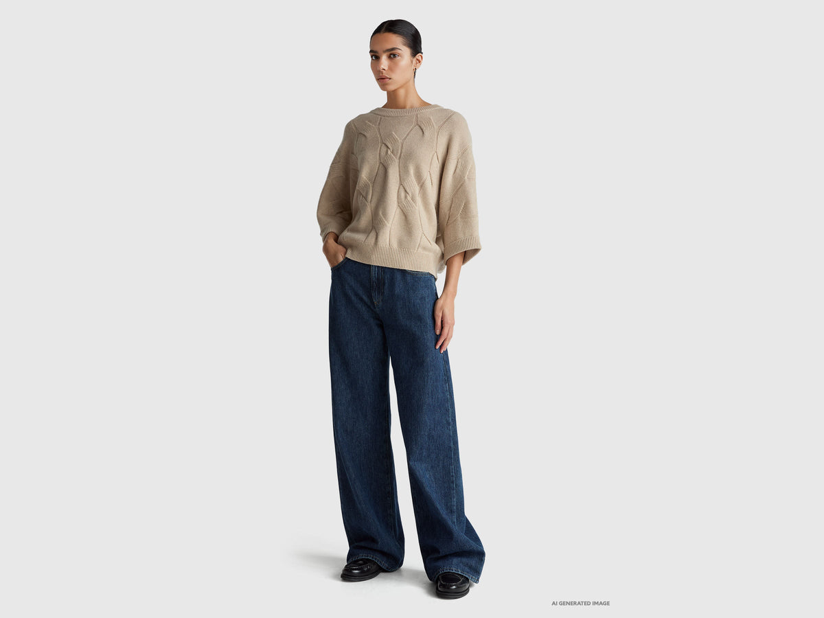 Maglia a losanghe in puro cashmere