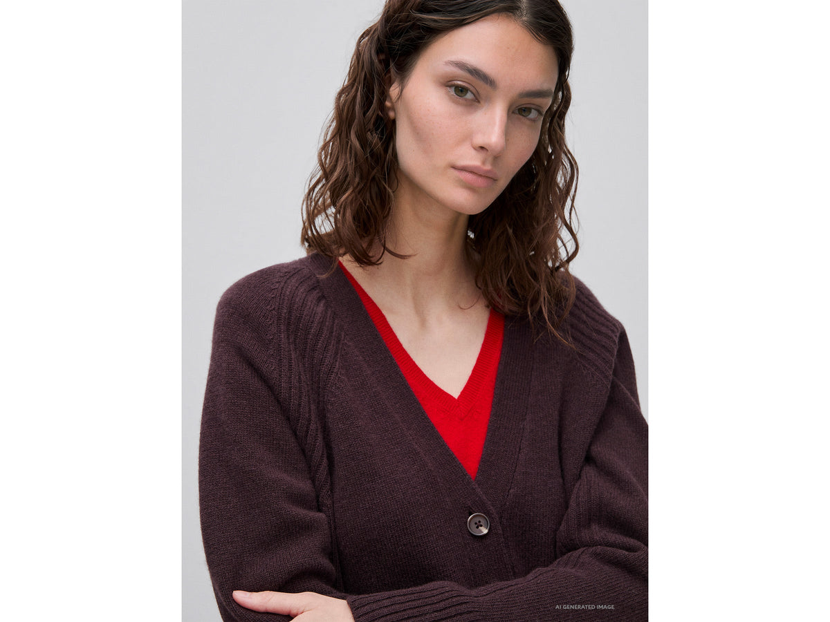 Cardigan over fit in misto lana