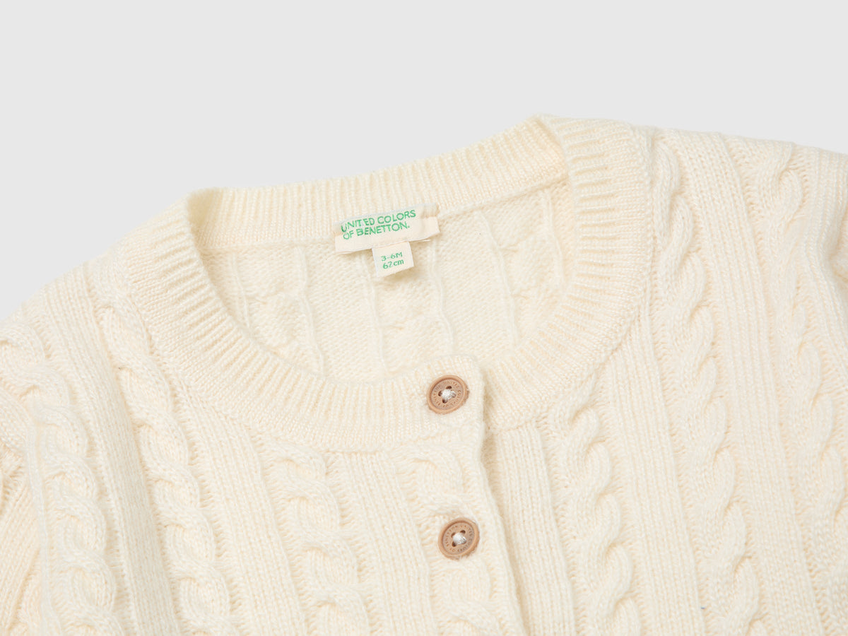 Cardigan in misto lana con trecce