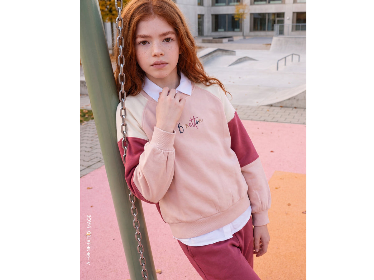 Felpa color block con ricamo