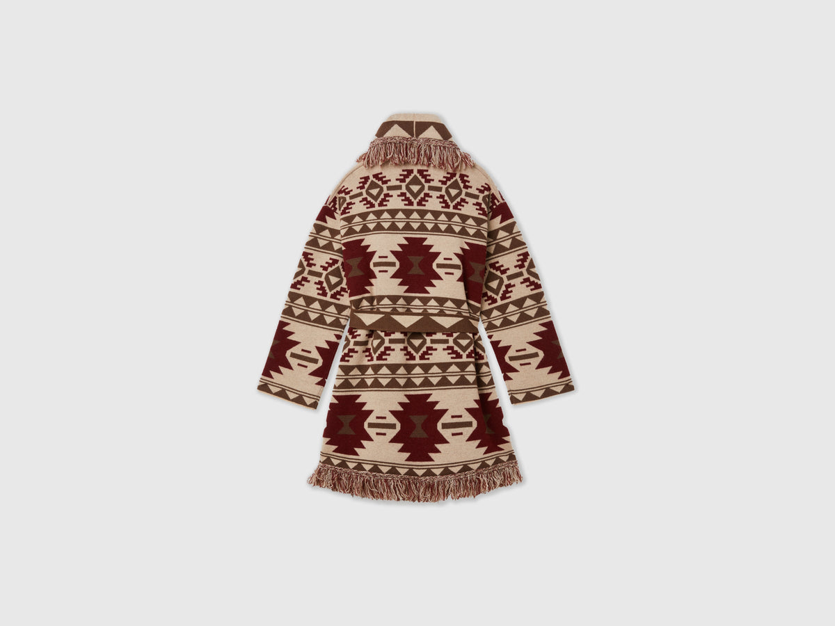 Giacca in maglia jacquard con frange