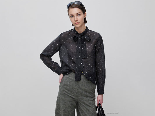 Camicia fluida con micro pois