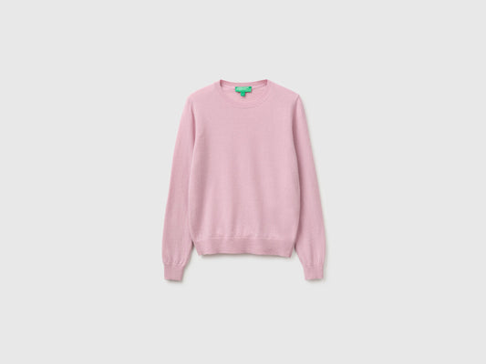 Maglia girocollo lilla in pura lana Merino