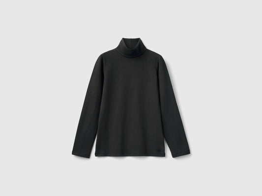 T-shirt stretch con collo alto