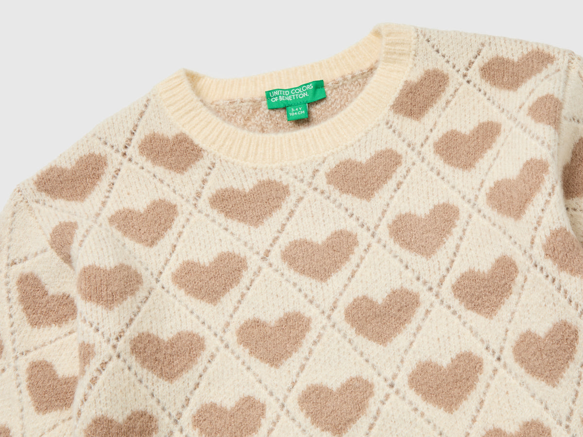 Maglia con intarsio cuori