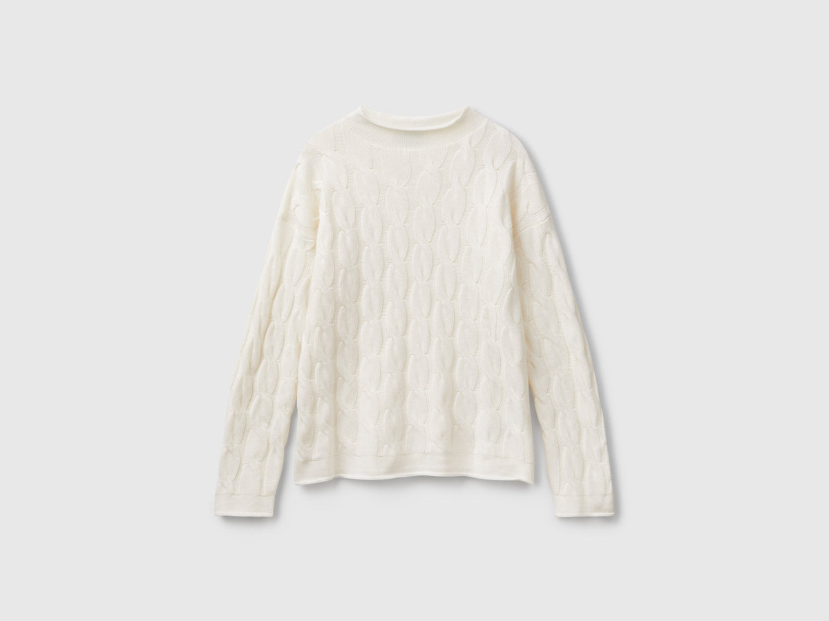 Maglia con trecce in misto cashmere