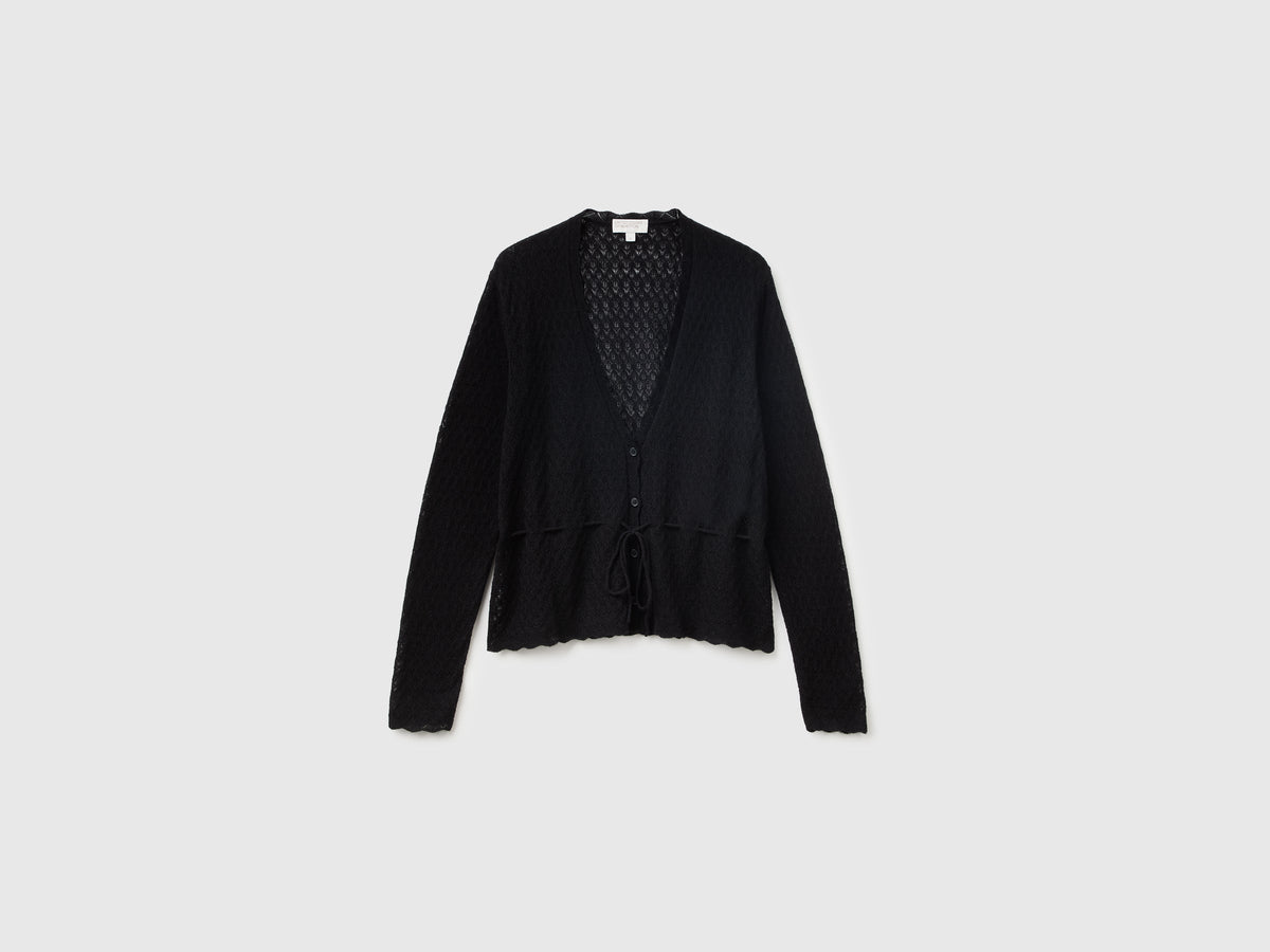 Cardigan traforato in misto lana ultralight
