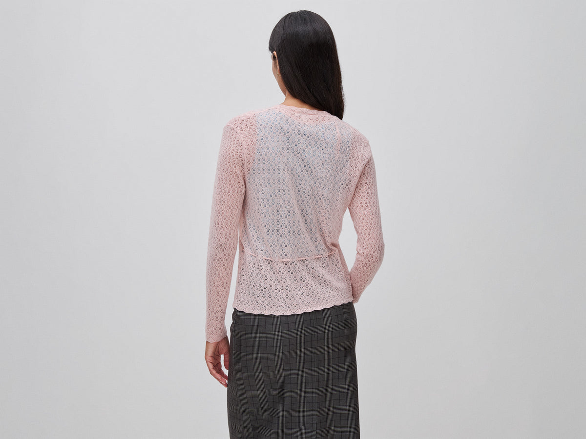 Cardigan traforato in misto lana ultralight