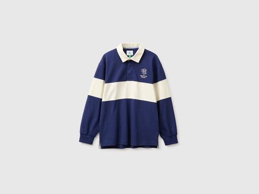 Polo blu scuro Benetton Rugby in cotone bio