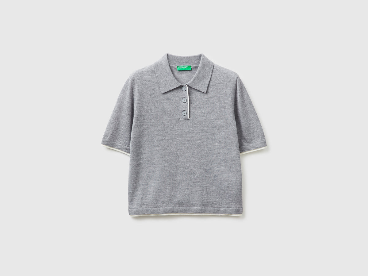 Maglia a polo 100% lana Merino