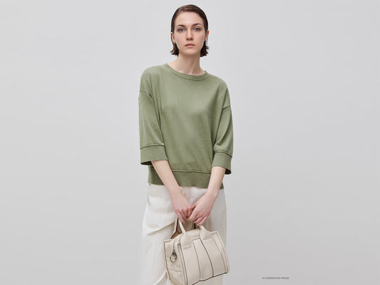 Maglia girocollo in cotone e lana