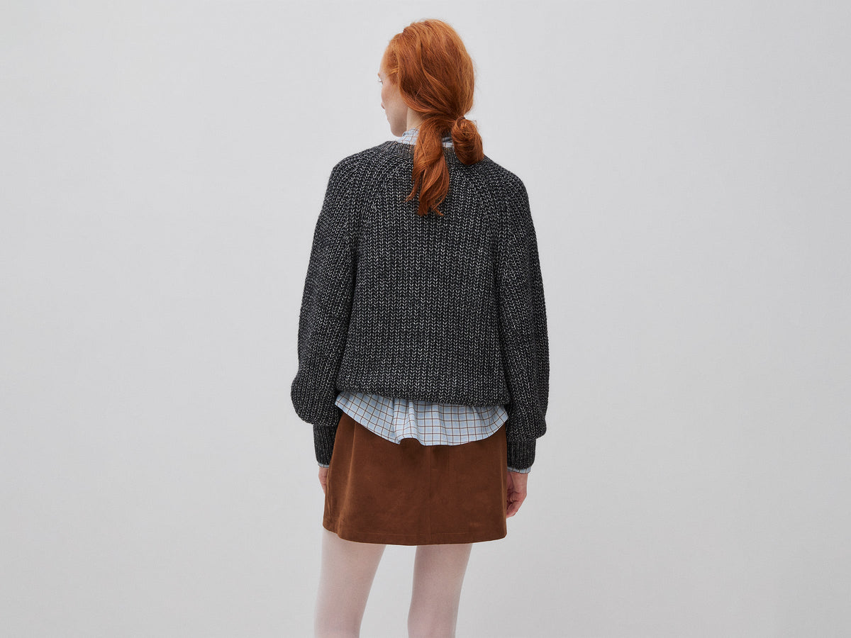 Maglia mélange in misto cotone e lana