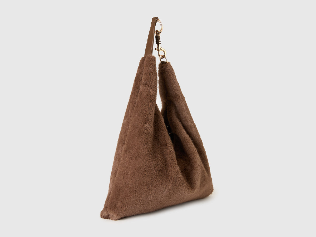 Borsa hobo in pelliccetta sintetica