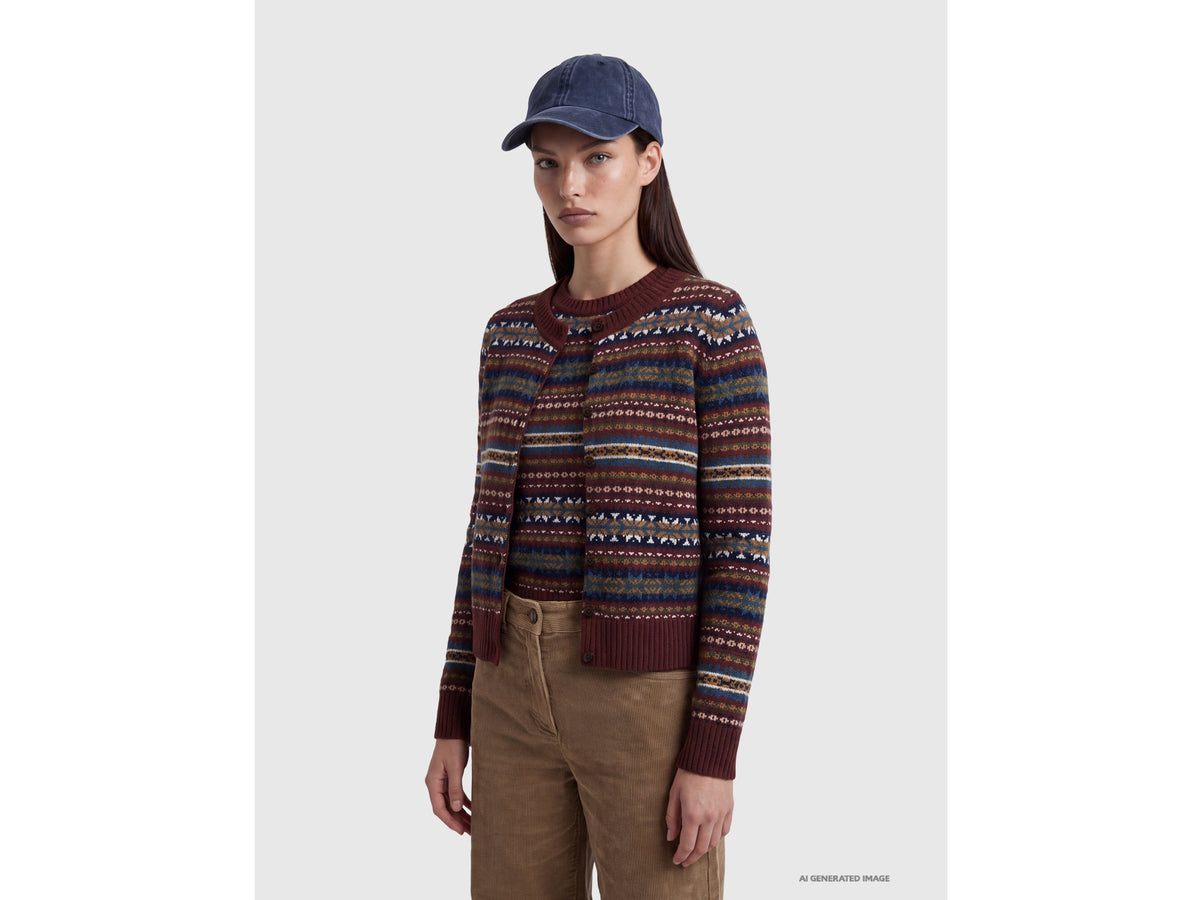 Cardigan jacquard in misto lana