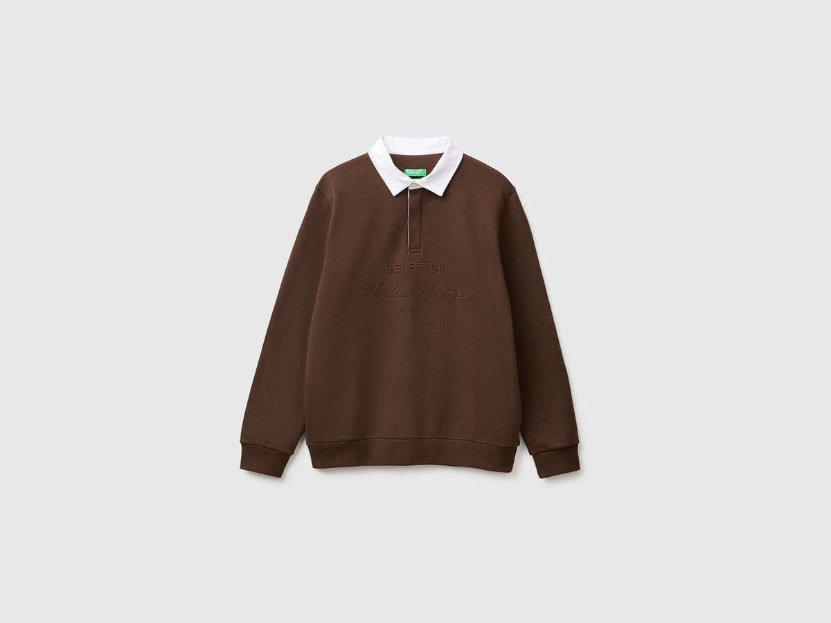 Polo in felpa con ricamo 100% cotone