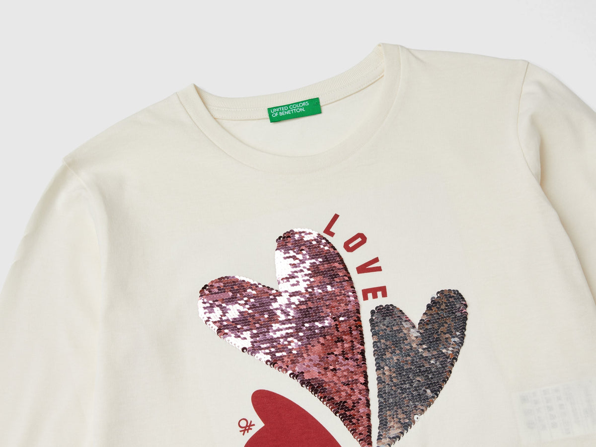 Maglietta con paillettes in cotone bio