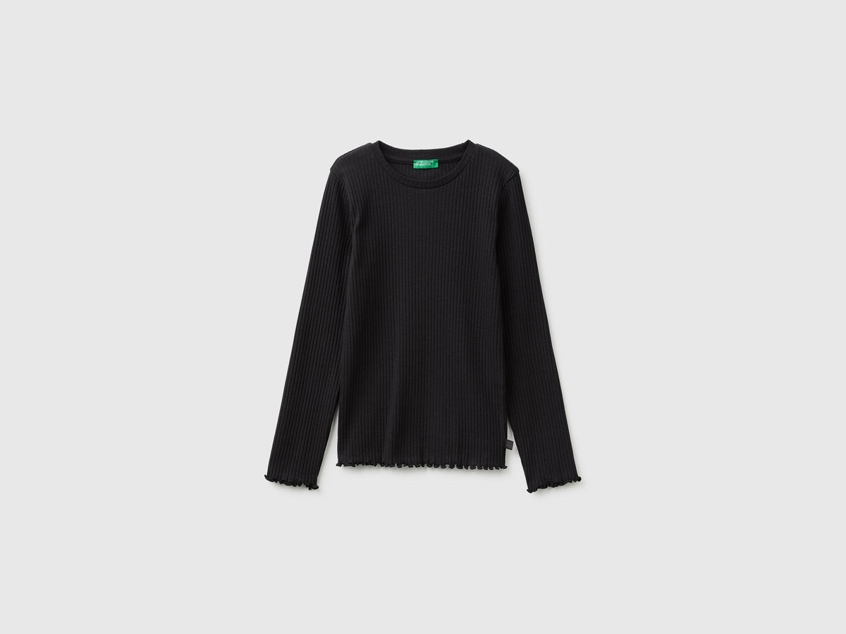 T-shirt a costine in cotone bio stretch