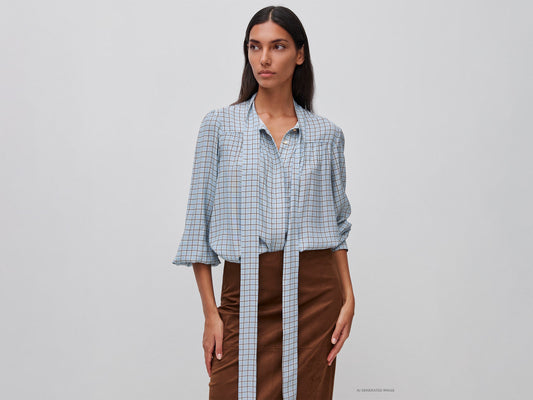 Blusa a quadretti vichy con fiocco