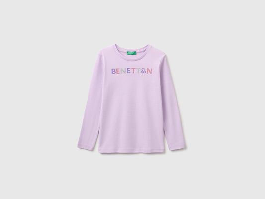 T-shirt manica lunga con stampa glitter