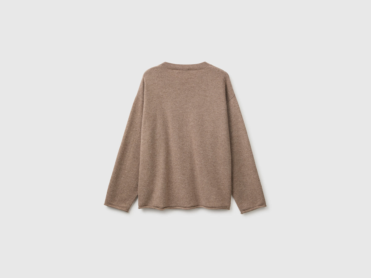Maglia girocollo in misto lana e cashmere