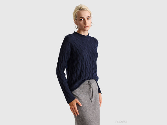 Maglia con trecce in misto cashmere