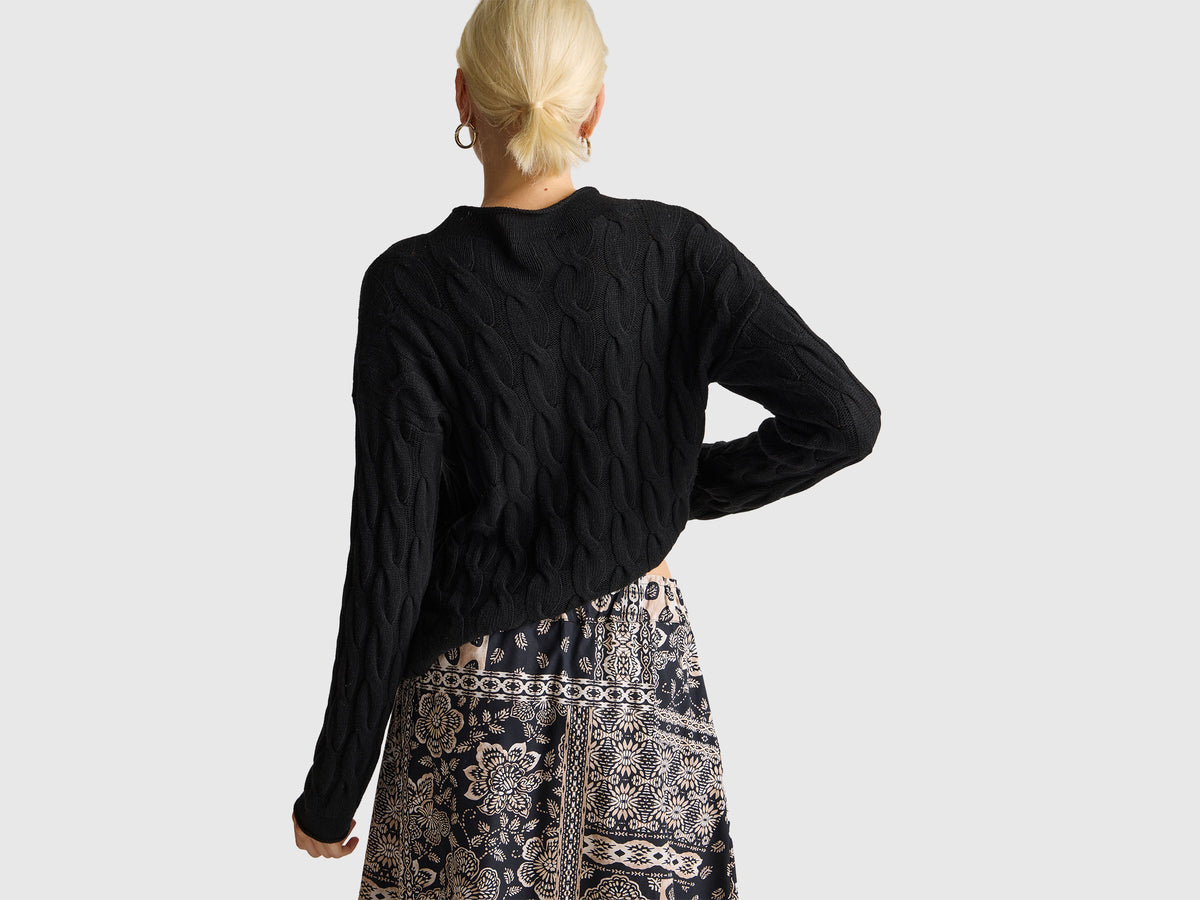 Maglia con trecce in misto cashmere
